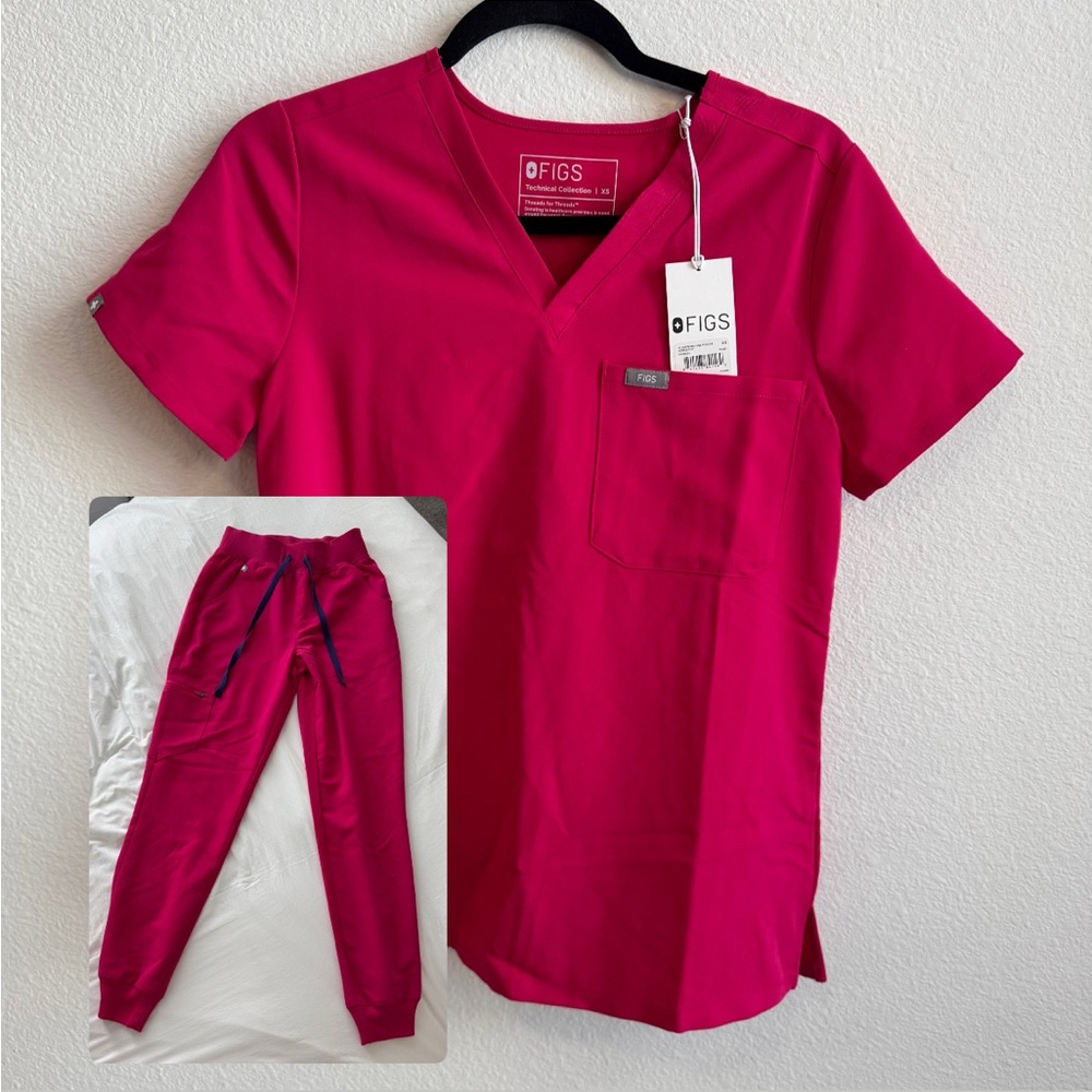 Figs Ultra Rose Catarina One Pocket Scrub Top Zamora high waisted joggers 2.0 XS